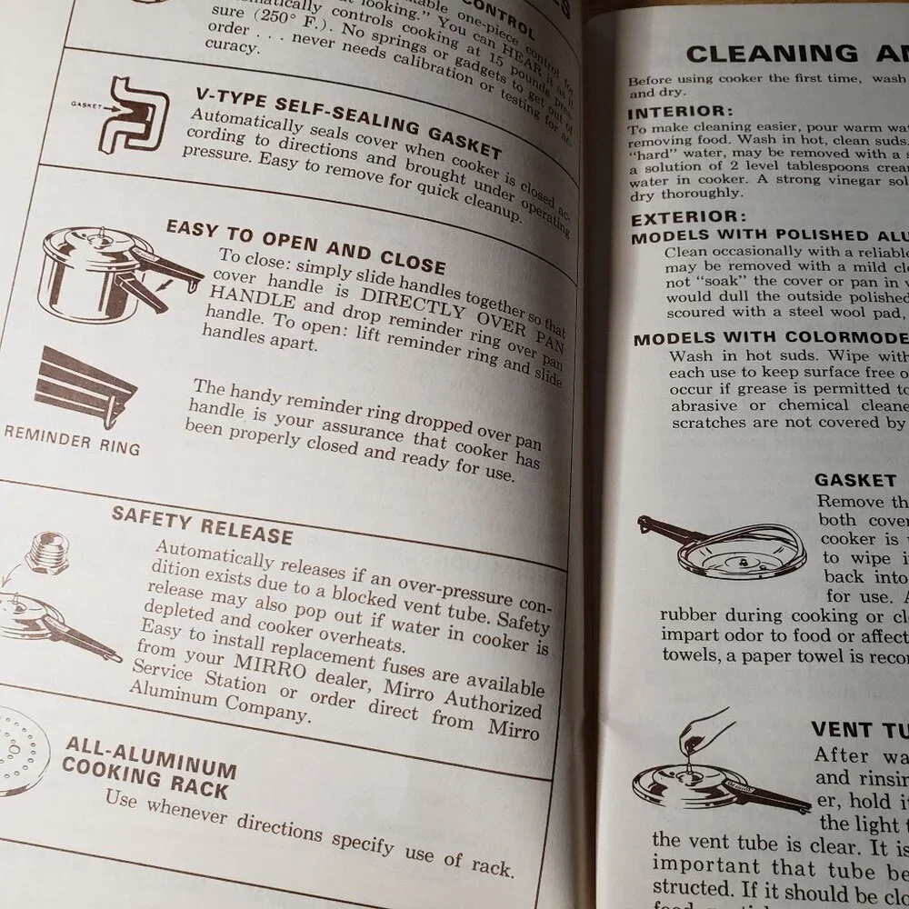 Vintage Mirro Pressure Cooker Cookbooks 1950 Masterbilt & 1972 Mirro-Matic